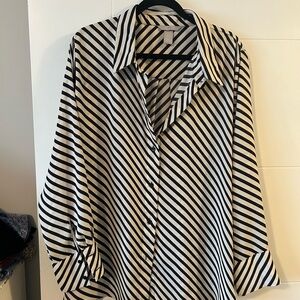 H&M Black and White Striped Button Down Shirt